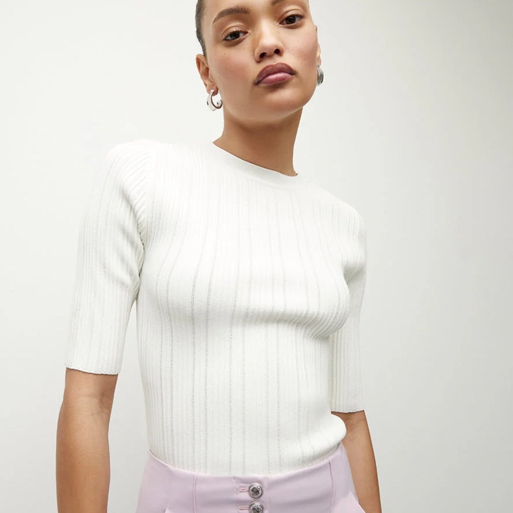 Veronica Beard Vaari Rib-Knit Tee